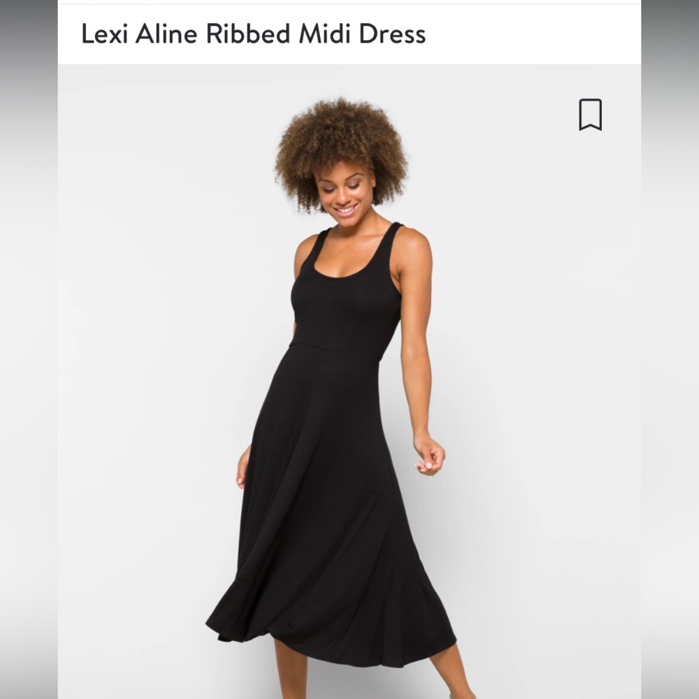 Marine Layer black A Line ribbed midi dress